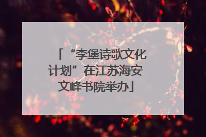 “李堡诗歌文化计划”在江苏海安文峰书院举办
