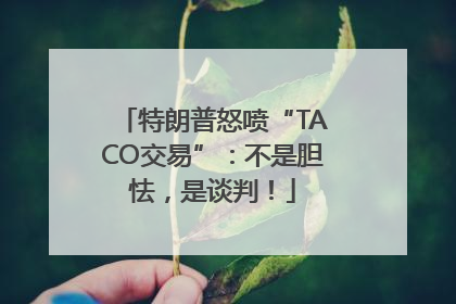 特朗普怒喷“TACO交易”：不是胆怯，是谈判！