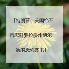 特朗普：美国绝不容忍科罗拉多州博尔德的恐怖袭击