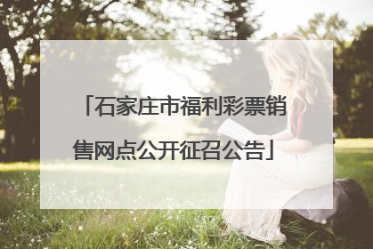 石家庄市福利彩票销售网点公开征召公告