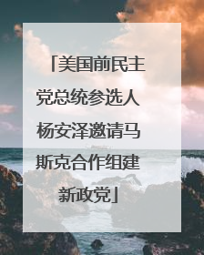 美国前民主党总统参选人杨安泽邀请马斯克合作组建新政党