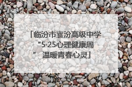 临汾市襄汾高级中学“5·25心理健康周” 温暖青春心灵