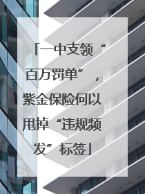 一中支领“百万罚单”，紫金保险何以甩掉“违规频发”标签