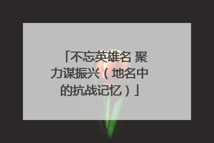 不忘英雄名 聚力谋振兴（地名中的抗战记忆）
