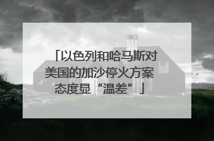 以色列和哈马斯对美国的加沙停火方案态度显“温差”
