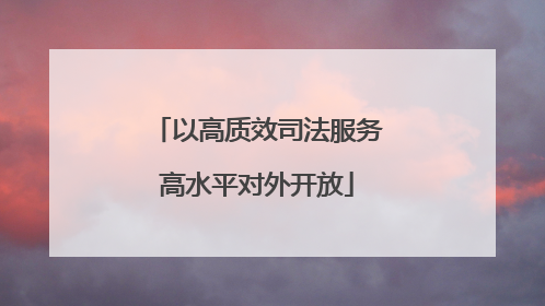 以高质效司法服务高水平对外开放
