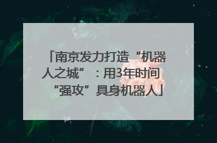 南京发力打造“机器人之城”：用3年时间“强攻”具身机器人