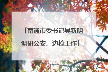 南通市委书记吴新明调研公安、边检工作
