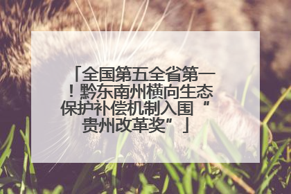 全国第五全省第一！黔东南州横向生态保护补偿机制入围“贵州改革奖”