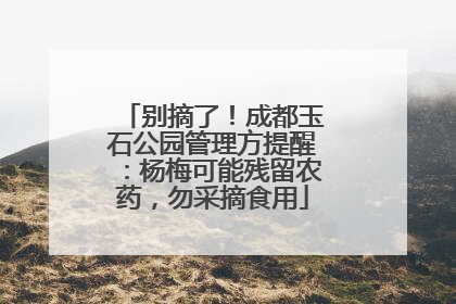 别摘了！成都玉石公园管理方提醒：杨梅可能残留农药，勿采摘食用
