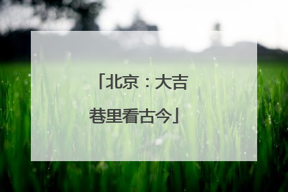 北京：大吉巷里看古今