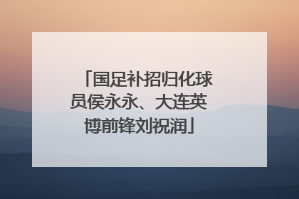 国足补招归化球员侯永永、大连英博前锋刘祝润