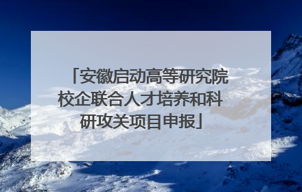 安徽启动高等研究院校企联合人才培养和科研攻关项目申报