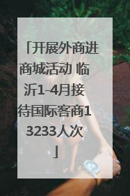 开展外商进商城活动 临沂1-4月接待国际客商13233人次