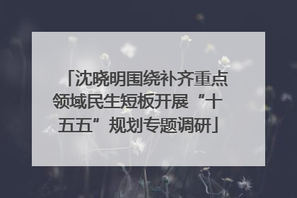 沈晓明围绕补齐重点领域民生短板开展“十五五”规划专题调研