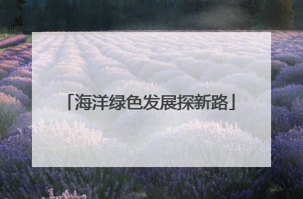 海洋绿色发展探新路