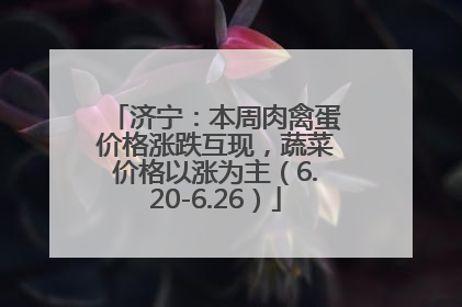 济宁：本周肉禽蛋价格涨跌互现，蔬菜价格以涨为主（6.20-6.26）