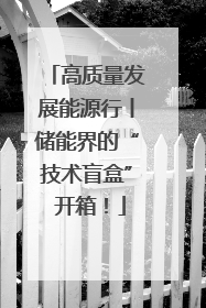 高质量发展能源行丨储能界的“技术盲盒” 开箱！
