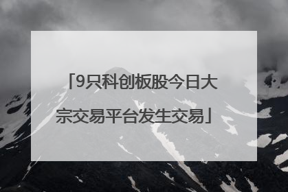 9只科创板股今日大宗交易平台发生交易
